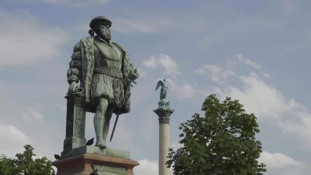 Pomnik Christopha Księcia Wirtembergii Schlossplatz Stuttgart Niemcy — Wideo stockowe
