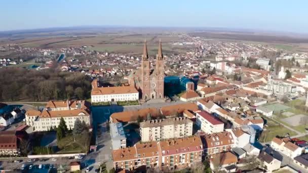 Hırvatistan Dakovo Katedrali Dakovo Kasabasının Gündüz Görüntüsü — Stok video