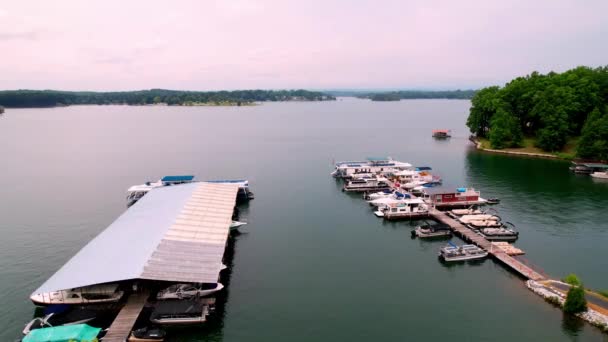 Aerial Tilt Marina Lake Keowee Lake Keowee South Carolina — Stock Video