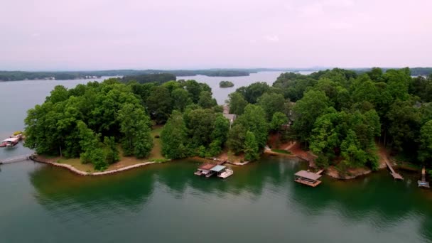 Aerial Lake Keowee Lake Keowee South Carolina — Vídeo de Stock