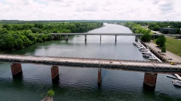 Августа Джорджия Мосты Вдоль Реки Саванны — стоковое видео