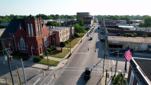 Petite Ville America Drapeau Americain Aerial Darlington Darlington South Carolina — Video