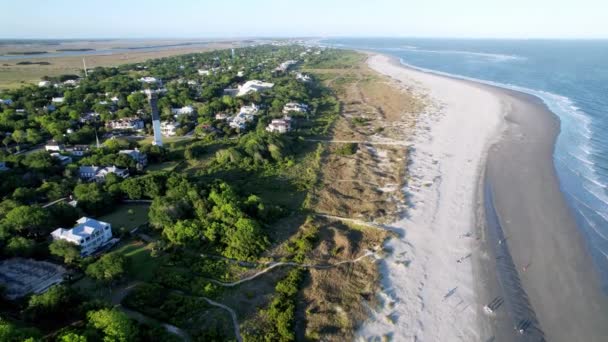 Casas Largo Playa Sullivan Island Sullivan Island South Carolina — Vídeo de stock