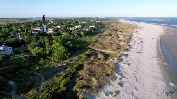 Sullivan Island Strand Und Leuchtturm Sullivan Island Sullivan Island South — Stockvideo