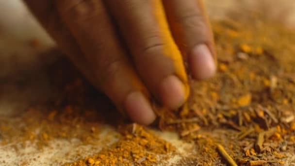 有机纺织品 染料和草药植物根中麦芽粉的生产 — 图库视频影像