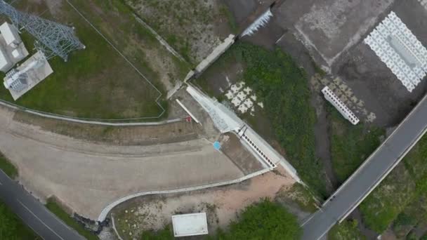 Αεροφωτογραφία Του Road Construction River Στο Tottori Της Ιαπωνίας — Αρχείο Βίντεο