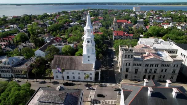 Charleston Charleston South Carolina High Aerial Static Shot Mit Verkehr — Stockvideo