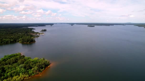 Aerial High Shot Lake Strom Thurmond Georgia South Carolina Clarks — Stock Video