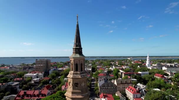 Charleston Charleston South Carolina Slow Aerial Pullout Philips Church Saint — 비디오
