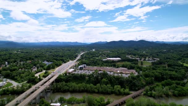 Asheville Asheville Caroline Nord Les Autoroutes Mènent Ville Aérienne — Video