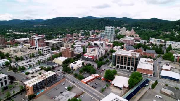 Slow Aerial Push Asheville Skyline Asheville North Carolina — Stock Video
