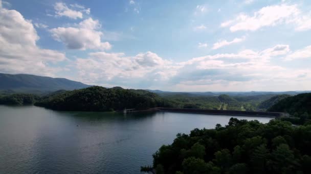 Aerial Push South Holston Lake Dam Tennessee Valley Authority Lake — Vídeos de Stock