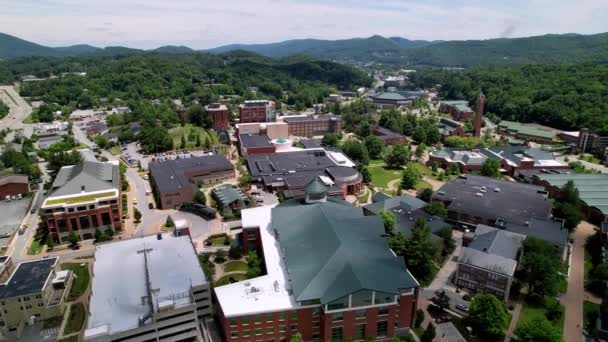 Aerial Pullout Appalachian State University Campus Boone Boone Północna Karolina — Wideo stockowe