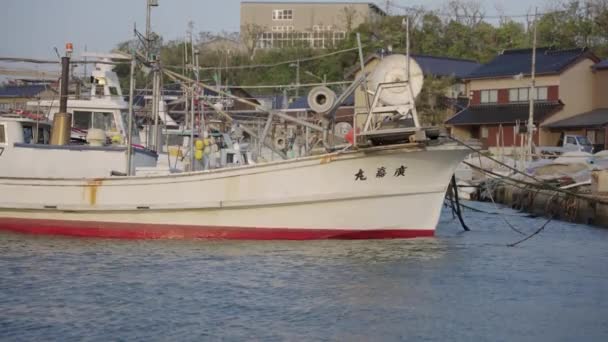 Barche Pesca Porto Nella Piccola Città Mikuriya Tottori Giappone — Video Stock