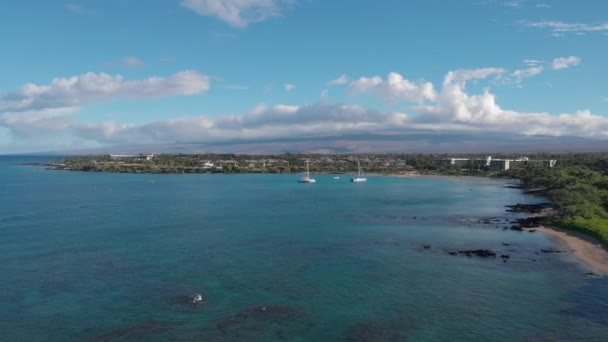 Havajská Letoviska Během Krásného Modrého Dne Oceán Sopka Pláže Umístění — Stock video