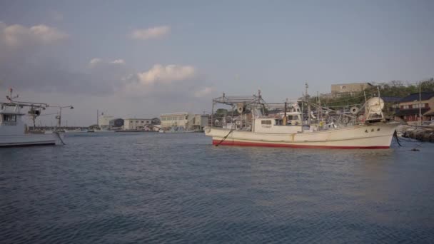 Mikuriya Port Sea Japan Slow Motion Shot Fishing Boats — 비디오