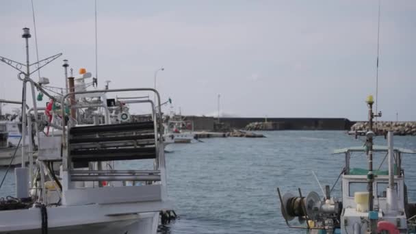 Pan Través Mikuriya Puerto Barcos Pesca Mar Japón Costa Tottori — Vídeo de stock