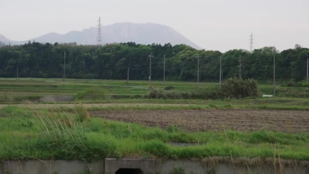 Αγροτική Ιαπωνία Τοπίο Daisen Στο Παρασκήνιο Κλίση Προς Κάτω Στο — Αρχείο Βίντεο
