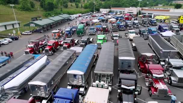 Truck Show Big Rig Showdown Libanonu Virginia Aerial — Stock video