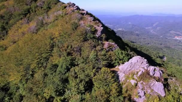 Aerial Reveal Felsen Auf Grat Schlangenberg North Carolina — Stockvideo