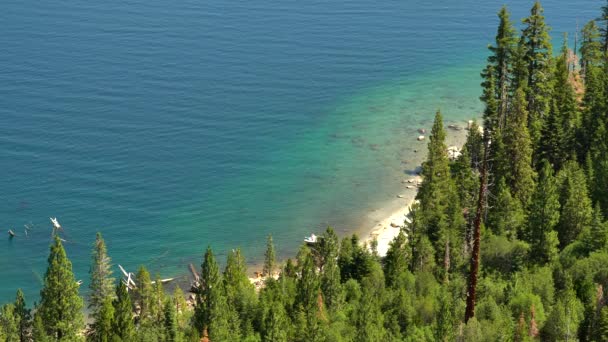 Luchtfoto Van Kust Van Lake Tahoe Californië Verenigde Staten — Stockvideo