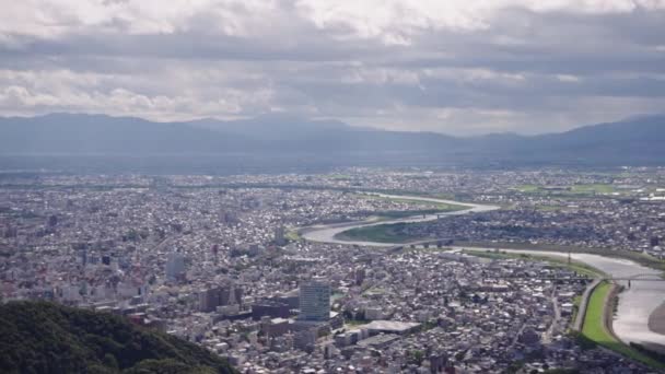 岐阜の風景 日本の都市と長良川を見下ろす — ストック動画
