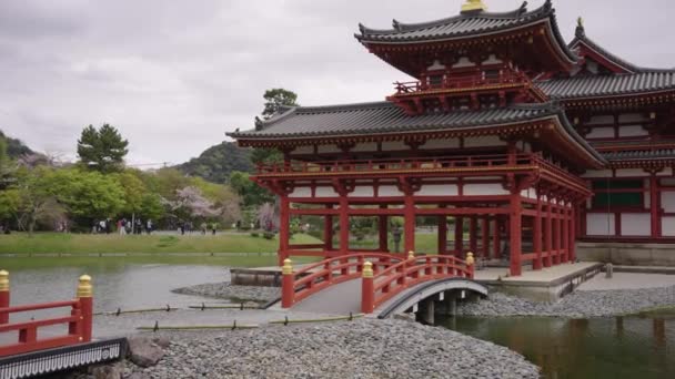 Strona Byodoin Phoenix Hall Uji Kioto Japonia Pan Strzał — Wideo stockowe