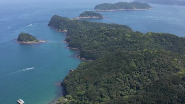 Αεροφωτογραφία Του Tomogashima Japans Laputa Island Την Ηλιόλουστη Μέρα — Αρχείο Βίντεο