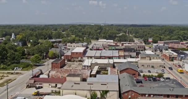 Barnesville Georgia Aerial Drone Vznášející Nad Městečkem Zachycující Nízké Dopravní — Stock video