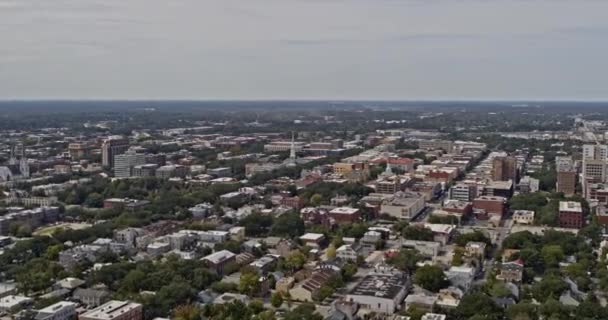Savannah Georgia Aerial V47 Panorâmica Orbitando Tiro Captura Paisagem Urbana — Vídeo de Stock