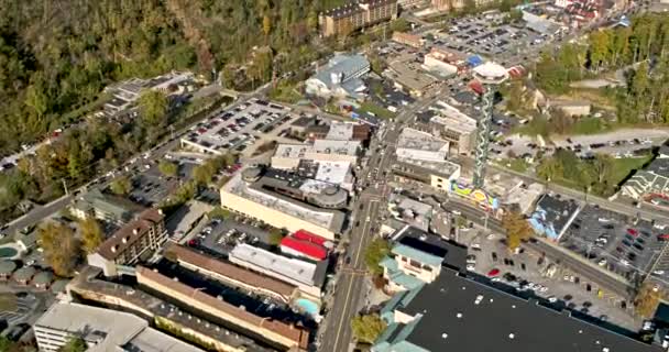 Gatlinburg Tennessee Antenn Fåglar Ögonvy Luta Upp Från Rymden Nål — Stockvideo