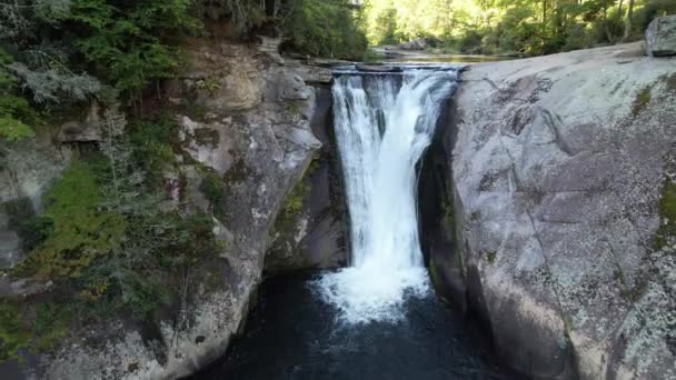 Letecká Tlačit Los River Falls Los Park Severní Karolína — Stock video