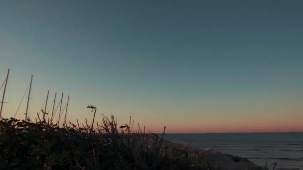 Kijken Naar Zonsopgang Tussen Zee Boten Grande Motte Montpellier Frankrijk — Stockvideo