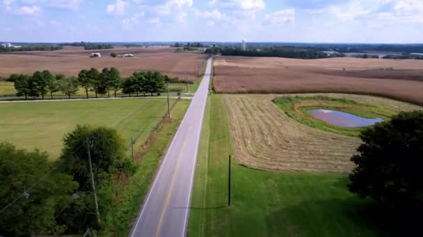 Longa Estrada Através Terras Agrícolas Kentucky — Vídeo de Stock