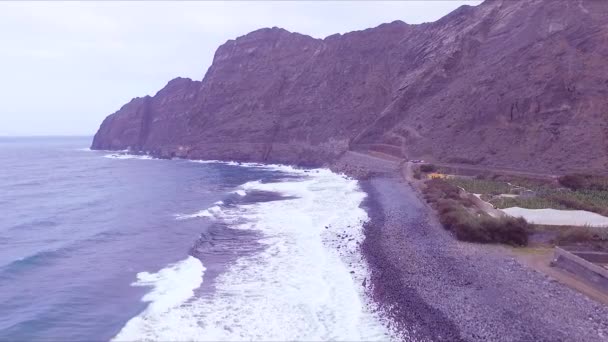 Luftaufnahme Von Hermigua Strand Und Bananenplantagen Nördlich Von Gomera Kanarische — Stockvideo