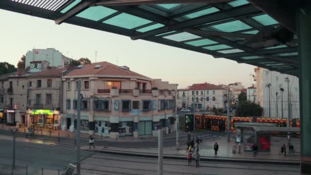 Menonton Seluruh Kota Pada Malam Hari Pemandangan Dari Montpellier Prancis — Stok Video