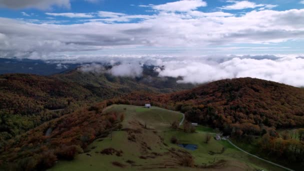 Mountain Cabin Aerial Boone Blowing Rock North Carolina — Stock Video