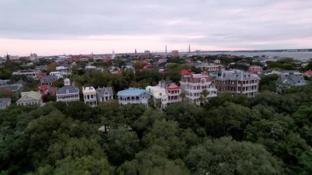 Antenn Tryck Historiska Hem Charleston Södra Carolina — Stockvideo