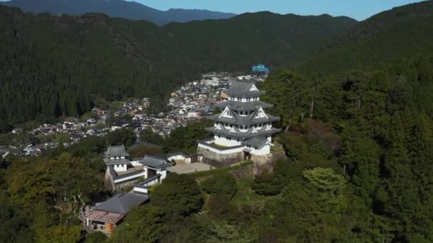 Gifu Giappone Veduta Aerea Del Castello Gujo Hachiman Tempo Sereno — Video Stock