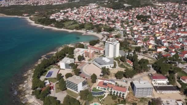 Adriaterhavet Vodice Waterfront Antenne Udsigt Dalmatien Archipelago Kroatien Drone Shot – Stock-video