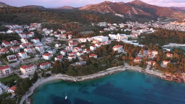 Uitzicht Stad Hvar Eiland Hvar Dalmatië Kroatië Beroemde Bezienswaardigheid Toeristische — Stockvideo