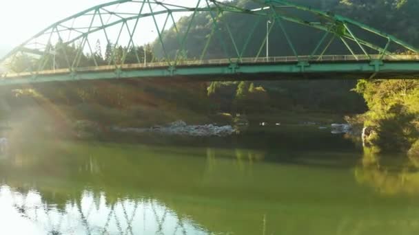 Nascer Sol Sobre Rio Gujo Hachiman Rural Gifu Japão — Vídeo de Stock