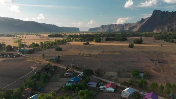 Village Près Ban Gnang Laos Vue Aérienne Sur Campagne Les — Video