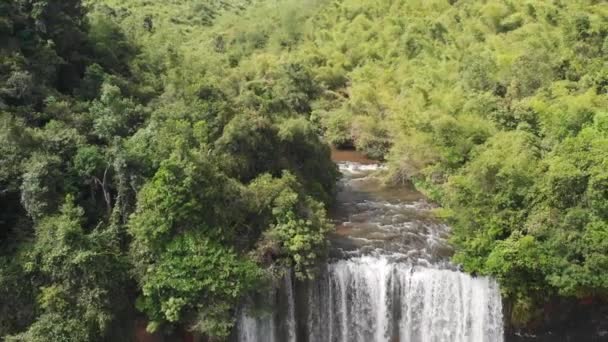 Tad Tayicsua Waterval Laos Luchtfoto Drone Onthullend Uitzicht Populaire Toeristische — Stockvideo