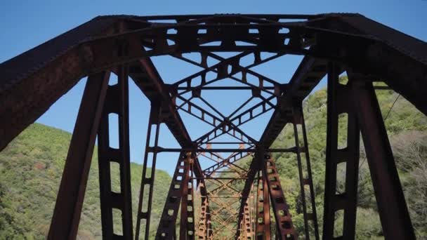 Estrutura Ferro Antiga Ponte Ferroviária Abandonada Linha Fukuchiyama Hyogo — Vídeo de Stock