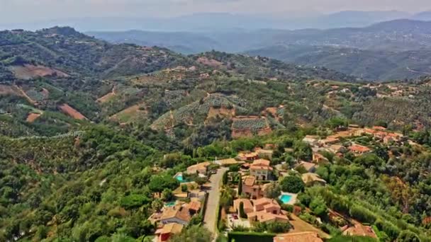 Tanneron France Aerial V19 Establishing Dolly Shot Capturing Housing Estates — Stock Video