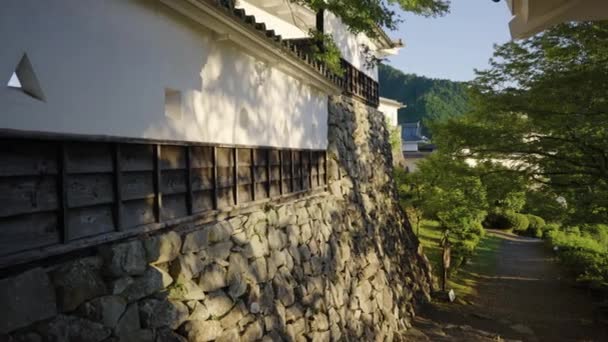 Стіни Замку Японії Літня Сцена Гуйо Хатіман Префектурі Гіфу — стокове відео