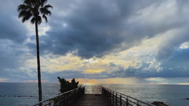 Puesta Sol Paphos Chipre Una Vista Del Mar Mediterráneo — Vídeos de Stock