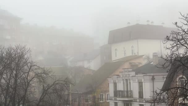 Foggy Distrito Kiev Cinza Ucrânia Durante Temporada Inverno — Vídeo de Stock