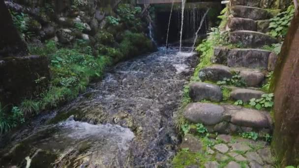 Escalera Piedra Vieja Oculta Callejón Trasero Japonés Gujo Hachiman City — Vídeo de stock